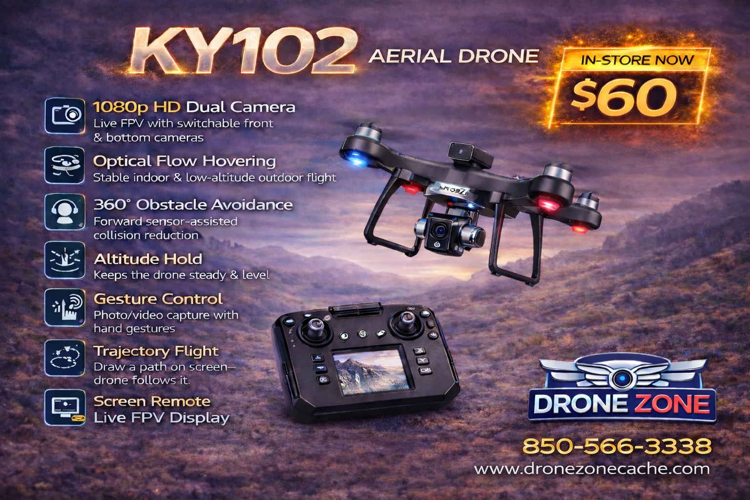 KY102 Intermediate+ aerial drone w/ screen remote